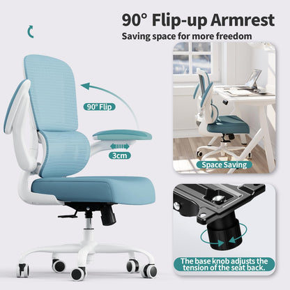 TRALT Office Chair - Ergonomic Desk Chair with Adjustable Lumbar Support, Mesh Computer Chair, Executive Chair for Home Office Comfortable Lumbar Support (1, Sky Blue)