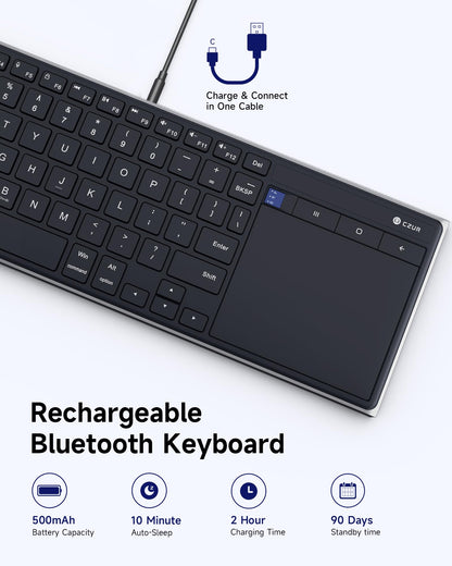 CZUR K5S Bluetooth Keyboard with Touchpad, Wireless & Wired Keyboard