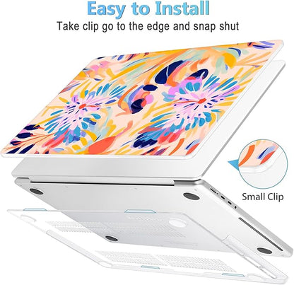 Mektron Case for MacBook Pro 16" M4 A3403 A3186 M3 A2991 M2 A2780 M1 A2485 (2021/2023/2024) Pro/Max with Touch ID, Hard Shell Plastic Laptop Cover Keyboard Cover Screen Protector, Abstract Botanical