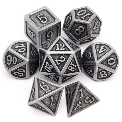 Haxtec Metal DND Dice Set, 7 Pcs Dragon Pattern Polyhedral Dice for RPG