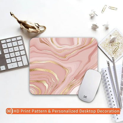 Square Mouse Pad Pink Gold,Personalized Premium-Textured Custom Mouse Mat Design,Washable Mousepad Cloth,Non-Slip Rubber Base Computer Mouse Pads for Wireless Mouse