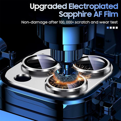 Uyiton Compatible with iPhone 15 Pro/iPhone 15 Pro Max Camera Lens Protector, [Not Easy to Break][Strong Adsorption][Case-Friendly] Metal Tempered Glass Rear Camera Screen Cover - Silver White