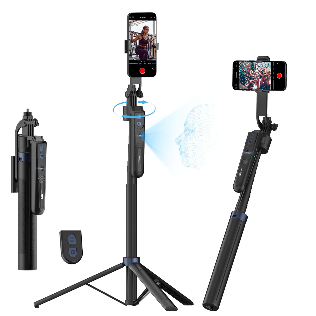 USKEYVISION 70" Auto Face Tracking Phone Tripod for iPhone w/Remote UTK-01