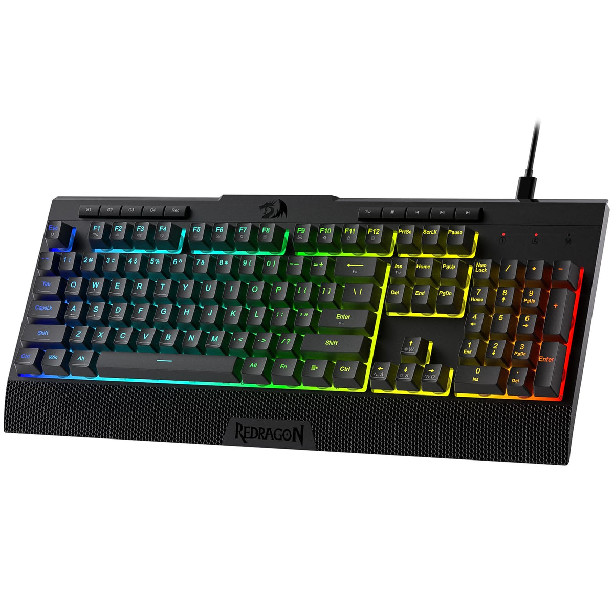 Redragon K512 RGB Membrane Gaming Keyboard, 6 Macro Keys & Easy Media Wheel