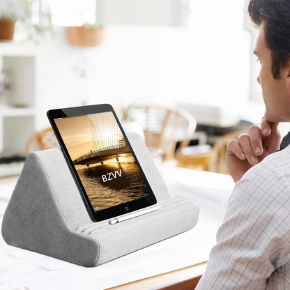 BZVV Tablet Pillow Stand with Pocket,Adjustable 3 Viewing Angle,Lazy Holder for Bed Sofa,Compatible with iPads Tablets eReaders Smartphones Books Magazines