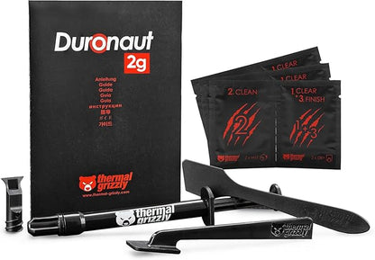 Thermal Grizzly - Duronaut - Enhanced Durability & High Performance Thermal Paste - for Maximum Conductivity While Overclocking CPU/GPU/PS4/PS5/Xbox with 12 Cleaning Wipes 6 Wet & 6 Dry (2g + Wipes)
