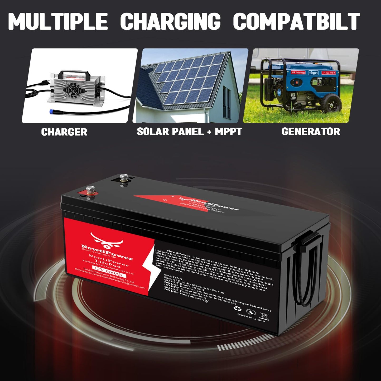12V 660Ah Lithium LiFePO4 Battery with 250A BMS Grade A Cells Deep Cycle Rechargeable Battery,10000+ Cycles,Perfect for Golf Cart,Off Grid Applications (12.8V 660Ah-BLU)