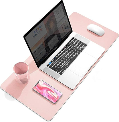 YSAGi Dual-Sided Desk Pad Protector, Desk Mat with Non-Slip - Waterproof PU Leather Office Desk Blotter for Mouse, Keyboard, Writing (23.6" x 13.7", Pink)