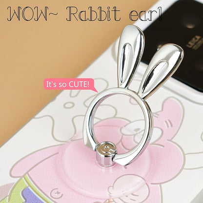 Rabbit Phone Grip - EI Sonador Clear Cell Phone Ring Holder Transparent Stand Finger Sticky Grip (2 Gold Rabbit)