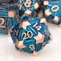 ORIFANTOU 7PCS Metal DND Dice Set with Box, Debris RPG Blue D and D Dice for use with D&D Tabletop Games Role Playing Game Polyhedral Dice Set D20 D12 D10 D8 D6 D4