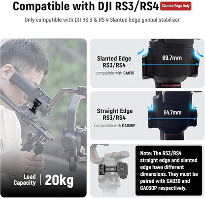 NEEWER Mount Adapter for RS3 & RS4, Arca Type Quick Release Plate with NATO Rail Compatible with DJI RS 3 RS 4 Gimbal Stabilizer Compatible with SmallRig Shoulder Rig V Mount Battery, GA030