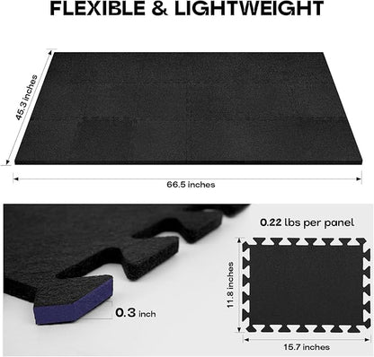 Starfavor Sound Absorbing Interlocking Floor Mats Pads 18 Pcs, 15.7" x 11.8" Anti-Vibration Sound Proof Puzzle Felt Padding - Protect Hardwood Floor