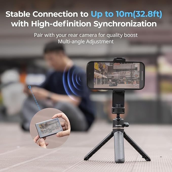 SmallRig Phone Vlog Selfie Monitor Screen for iPhone for Huawei for S24/S25, w/Magnetic Phone Holder Clip Mount & Wireless Remote, Sync Rear Camera for Selfie Vlog Live Stream Phone Filmmaking - 4851