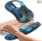 Hokafenle 2in1 Combination, Wave Keyboard Wrist Rest and Ergonomic Curvature Mouse Pad Wrist Support for Relieve Wrist Pain, Filled with Soft Cushion Memory Foam, Nebula Dreamland