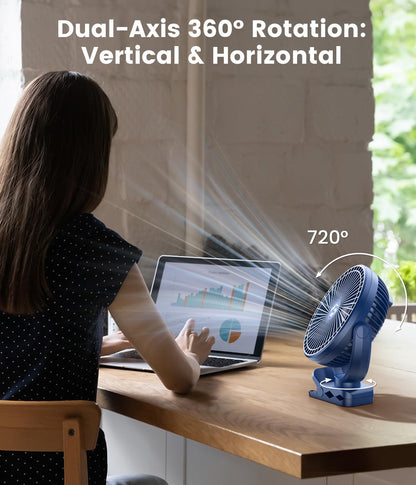 Korbot 8-inch Clip on Fan -20000mAh Portable Fan Battery Rechargeable with 3 Speeds and Strong Airflow, USB Fan Small Desk Fan Personal Quiet Fan for Office Stroller Bedroom and Camping.