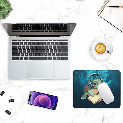 ITNRSIIET Mouse Pad with Stitched Edge Premium Textured Smooth Precise Operation Waterproof Washable Non-Slip Rubber Base Desktop Protection Mat, 10.2×8.3×0.12 inches, Pretty Turtles