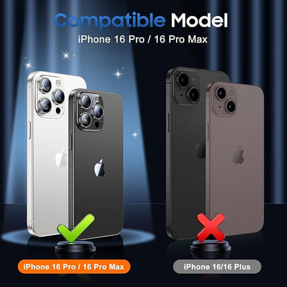 UniqueMe for 3 Pack iPhone 16 Pro/iPhone 16 Pro Max Camera Lens Protector - [Drop Protection] [Case Friendly] 9H Tempered Glass Camera Cover Screen [Update New Version] - Glitter Silver