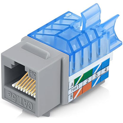 Everest 45° Angled RJ45 Cat5e Keystone Jacks 50-Pack in Gray - Slim Profile Female RJ45 Connectors - Cat 5e Keystone Jack - Compatible with 45° Angled Speed Termination Tool - 45Term (B0BL3GS7ZY)
