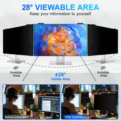 GUDTEKE Magnetic 24 Inch Privacy Screen for Computer Monitor 16:9 Aspect Ratio, Hanging Removable Anti-Blue/Glare Protector Film, Anti Spy Desktop Security Private Filter 24in