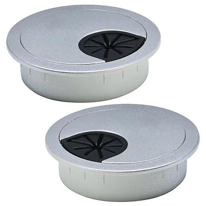 2 Pcs Desk Grommet 3-1/8" / 80 mm, Desk Cord Hole Cover, Cable Grommet ABS Plastic, Desk Hole Grommet for Home & Office Pc, Detachable Cable Cord Organizer-Silver Sand