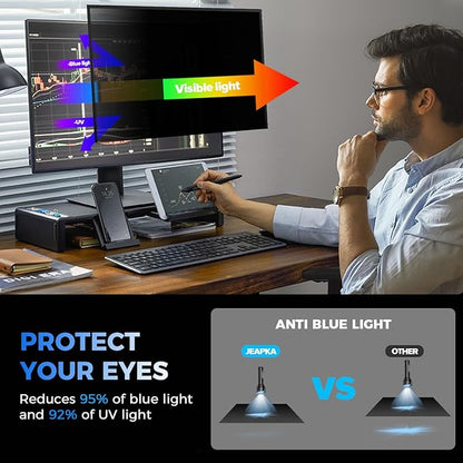 2 Pack Hidden Design Magnetic Computer Privacy Screen 24 inch, Removable Screen Filter for Frameless Monitor 16:9 Widescreen, Anti Blue Light Privacy Shield, Anti-Glare Protector