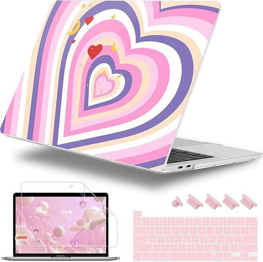 for MacBook Pro 16 inch Case 2019 2020 Release Model A2141, Plastic Hard Shell Cover with Keyboard Cover & Screen Protector for MacBook Pro 16 inch with Touch Bar & Touch ID, Wildflower Heart