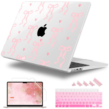 Lepeoac Case for 2026/2025/2024/2023 MacBook Air 15-inch Laptop Release M5 A3448 /M4 A3241 /M3 A3114 /M2 A2941, Stylish Protective Hard Shell Cover for MacBook Air 15.3 inch, Bow