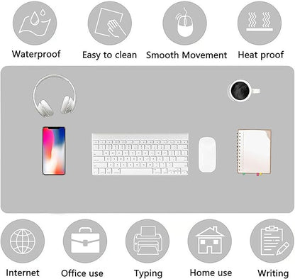 PU Leather Desk Pad Protector Gaming Mouse Pad Non Slip Desk Mat for Keyboard and Mouse Waterproof Desk Writing Pad for Office and Home Desk Accessories(Gray, 23.6 * 11.8)