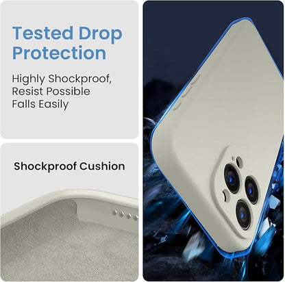 FireNova Designed for iPhone 15 Pro Max Case, Silicone Upgraded [Camera Protection] Phone Case with [2 Screen Protectors], Soft Anti-Scratch Microfiber Lining Inside, 6.7 inch, Stone