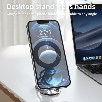RESPECTED-BRO-Magnetic-Phone-Grip-Stand-with-Finger-Strap, 4-in-1 Magnetic Ring Holder, Kickstand and Elastic Strap for Smartphones, Universal Fit for iPhone, Android, and Cases (Black)