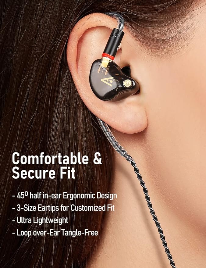 Vibes 201 Wired Earbuds in Ear Headphones, Noise Cancelling Bass Driven HiFi Earphones, Tangle-Free Braided Cord, Carry Case, Ear Buds Tips, 3.5mm Jack, Secure Fit (Clear Brown, No Mic)