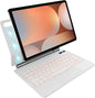 Keyboard Case for 12.4-inch Samsung Galaxy Tab S10+ Plus/S9+ Plus/S9 FE+ Plus/S8+ Plus/S7FE/S7+ Plus, 7 Colour Backlit, Multi-Touch Trackpad, Floating Magnetic Design, Battery Display, White