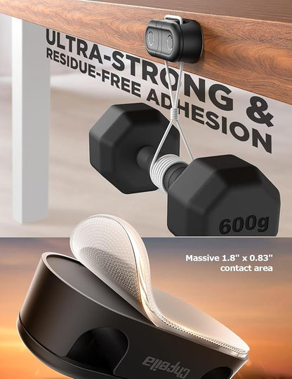 Magnetic Cable Clips - Chfeila 4Pack [Dual Slot] [360°Rotating & Twist-Lock] Cord Management, Adhesive Phone Charging Keeper, Wire Organizer Holder for Nightstand, Home Office Desk Accessories Decor