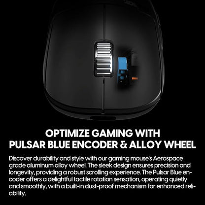 Pulsar Gaming Gears - X2A ES Wireless Gaming Mouse, Ambidextrous, Optical Switch, OLED Display, Driverless, PAW3395 Sensor, 100H Battery, 4K dongle Included (Medium, Black)