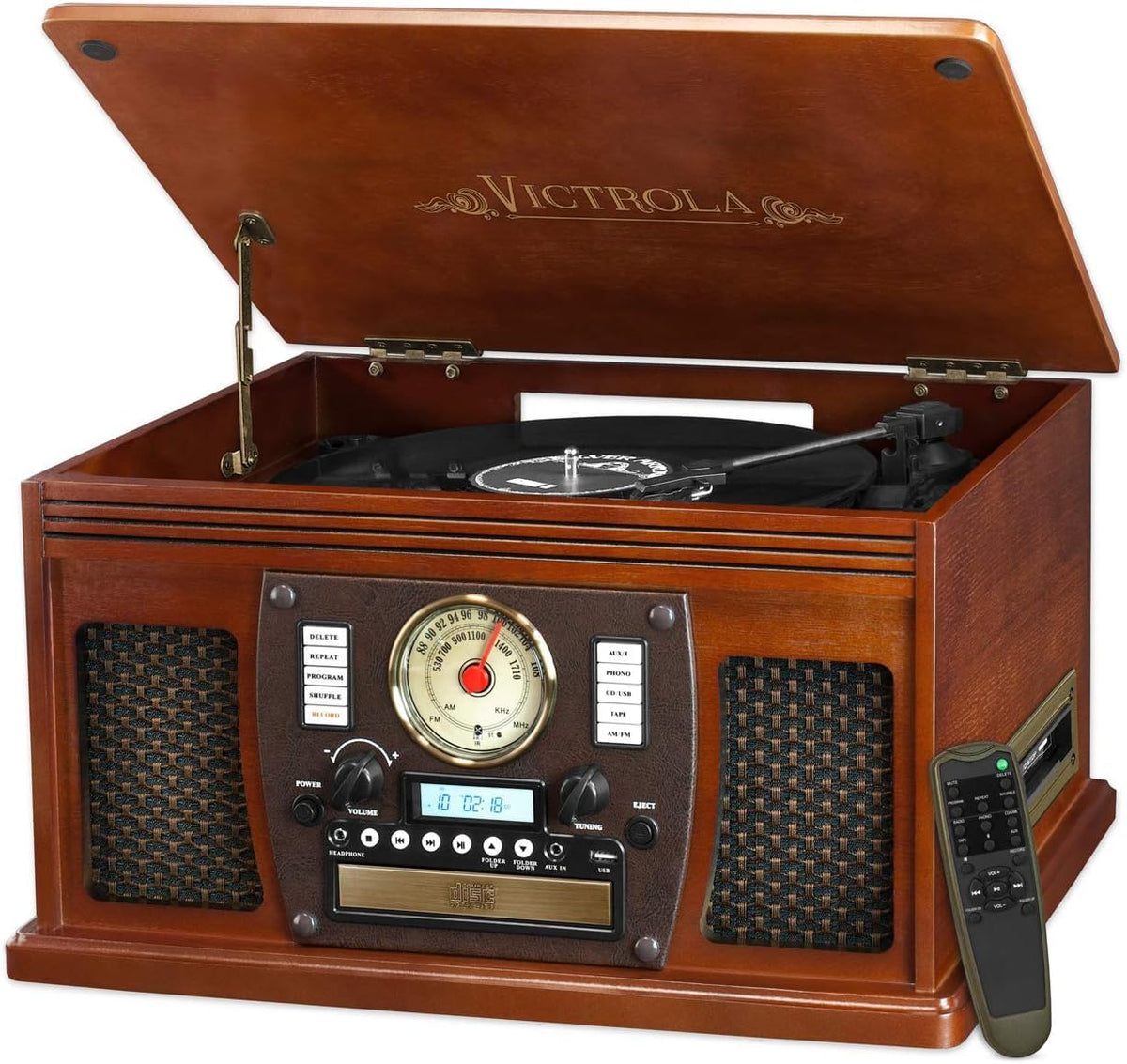 Victrola Navigator - 8-in-1 Bluetooth Record Player - Mahogany
