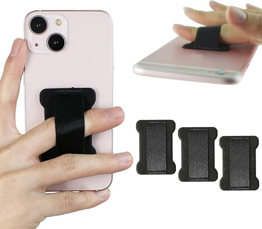 WUOJI Universal Phone Grip for Smartphones - Phone Holder for Hand for Back of Phone - Wireless Charging Compatible (Black) - 3Pack