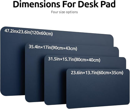 YSAGi Leather Desk Protector, Office Mat, Large Mouse Mat, Non-Slip PU Leather Blotter, Laptop Pad, Waterproof Writing Pad for Office and Home (Dark Blue, 35.4" x 17")