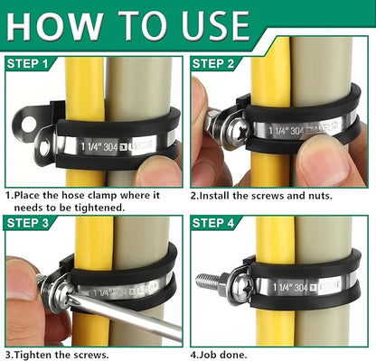 OURU 1-3/4 Inch Cable Clamps, Rubber Coated Insulated Clamps, 10pcs, 45mm