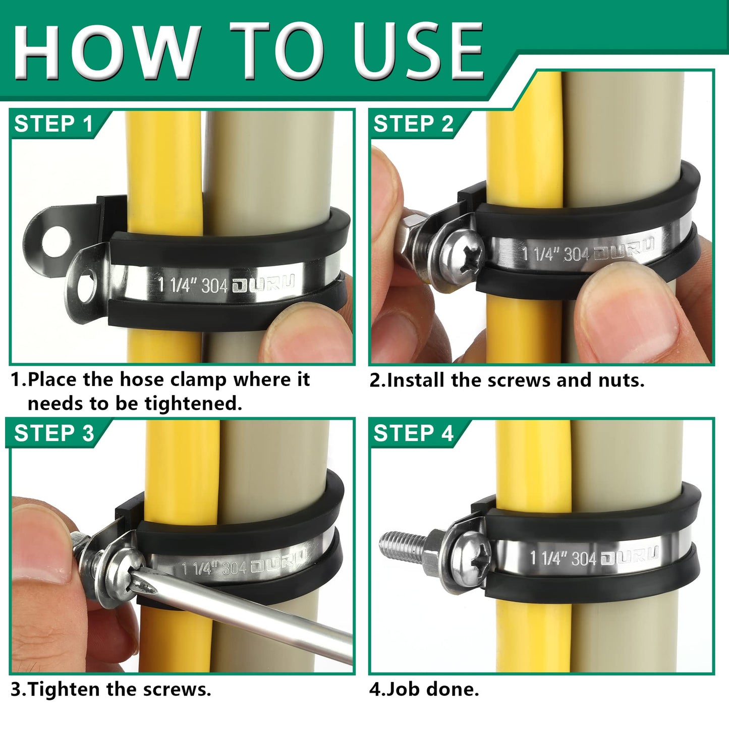 OURU 5/16 Inch Cable Clamps, Rubber Coated Insulated Clamps, 30pcs, 8mm