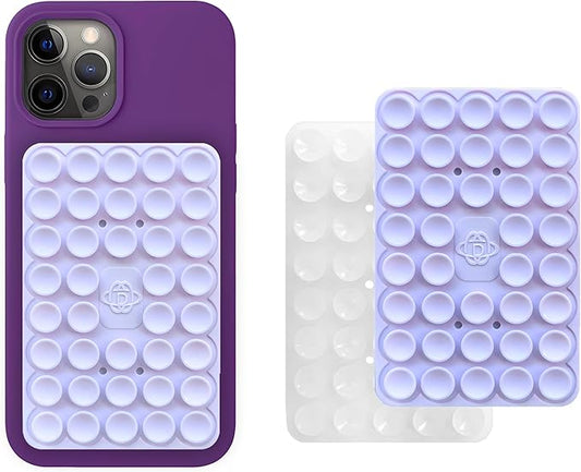 Silicone Double-Sided Suction Phone Grip Detachable Mount - Car Dashboard/Shower Phone Holder, Hands-Free For Selfies & Videos, TikTok/ASMR - iphone & Android Compatible (Large,Lavender)