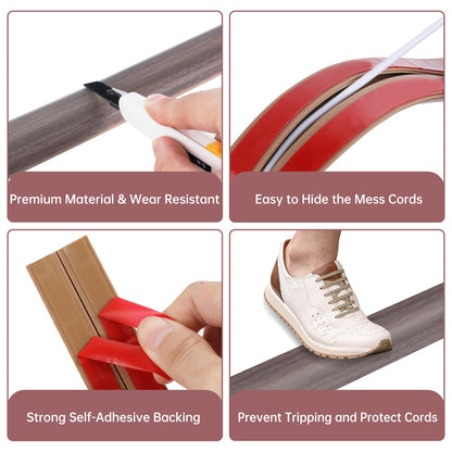 LSGCQ Floor Cord Cover Self Adhesive Cord Hider Floor Cable Management