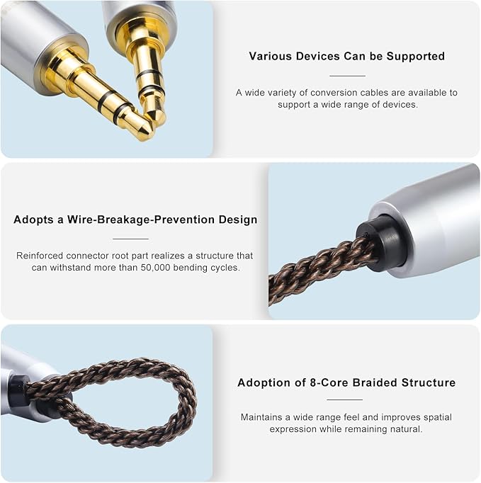 okcsc 4.4MM Male to 3.5MM Male Ultra Short Hifi Audio Cable - OFC Pair Recording Cable - 8-Core Braided Structure - 5.82 inch