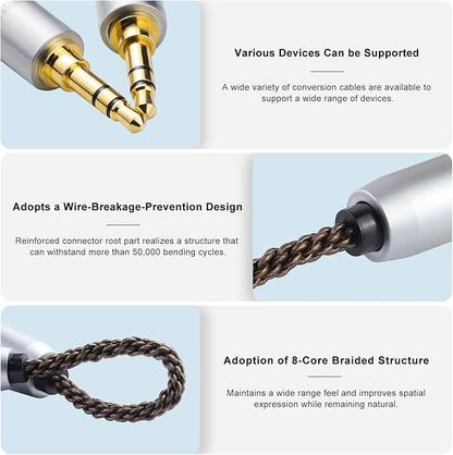 okcsc 4.4MM Male to 2.5MM Male Ultra Short Hifil Male to Male AUX Audio Cable OFC Pair Recording Cable Wire-Breakage-Prevention Design Adoption of 8-Core Braided Structure 5.82 inch