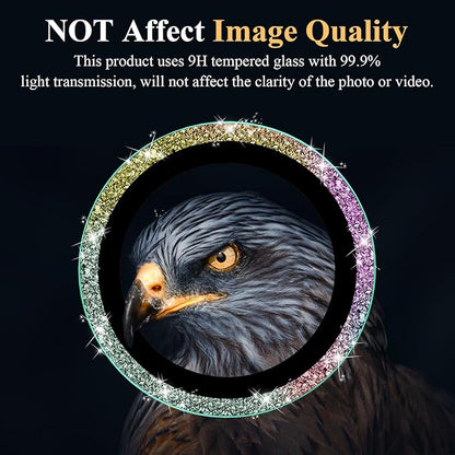 YWXTW Camera Lens Protector for Samsung Galaxy S24 / S23 / S23 Plus, [NOT for S24 Plus] 9H Tempered Glass Metal Individual Ring Camera Screen Protector for S24 Accessories (Colored Glitter)