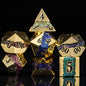 Metal DND Dice Set,Mica Glitter Stripe Dice Set with Gift Box,Metallic 7pcs Polyhedral Dice Set for RPG
