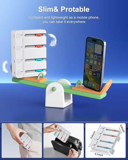 Charger for Nintendo Switch 2 and Switch 1 Controller, Horizontal Charging Dock Station for Joy con and for Joycon 2 Accessories with Foldable Storage Stand (White)