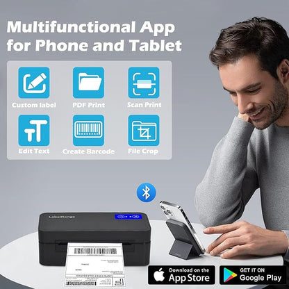 Bluetooth Thermal Label Printer for Mac, Windows, Phone, Tablet, Wireless 4x6 Shipping Label Printer for Shipping Packages, Support USPS, Ebay, Amazon, Pirate Ship