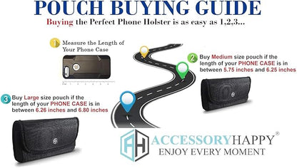 AH Military Grade Nylon Cell Phone Belt Holder for Men Horizontal Pouch Carrying Clip for [iPhone 6 6S 7 8 X XR XS 11 12] iPhone 11 Moto Droid x Holster PRO S8 S9 S7 S20 fits Otterbox or Thick Case
