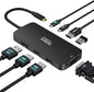 USB C Docking Station Dual HDMI Monitor Adapter, Selore USB C Hub 3 Monitors with Dual HDMI, Displayport, VGA, 100W PD Charging, 3USB 2.0 Ports Adapter for Dell XPS,HP, Lenovo,etc(Black)