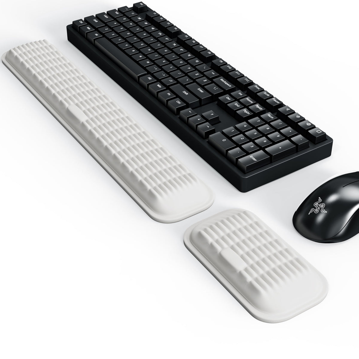MEKASS Ergonomic Wrist Rest for Keyboard and Mouse, Soft Memory Foam Keyboard Wrist Rest Set with Non-Slip Silicone Base, Easy Typing, Pain Relief, Comfort for Office, Work, Gaming (White)